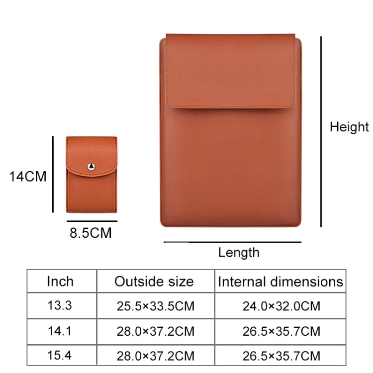 Housse en cuir PU05 avec petite pochette de rangement, pour ordinateur portable 13,3 pouces, 14,1 pouces, 15,4 pouces