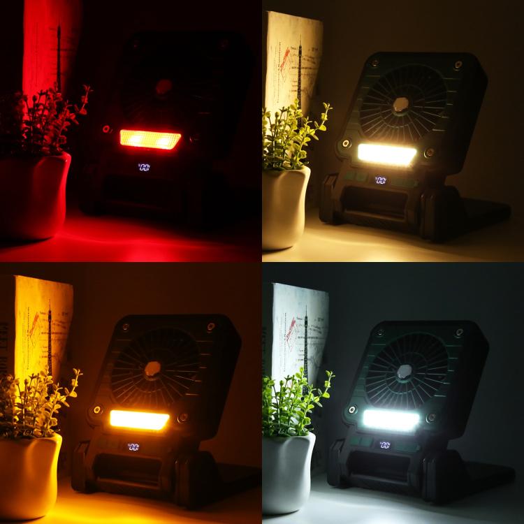 Ventilateur portable F3 à énergie solaire avec chargement USB et lumière de camping