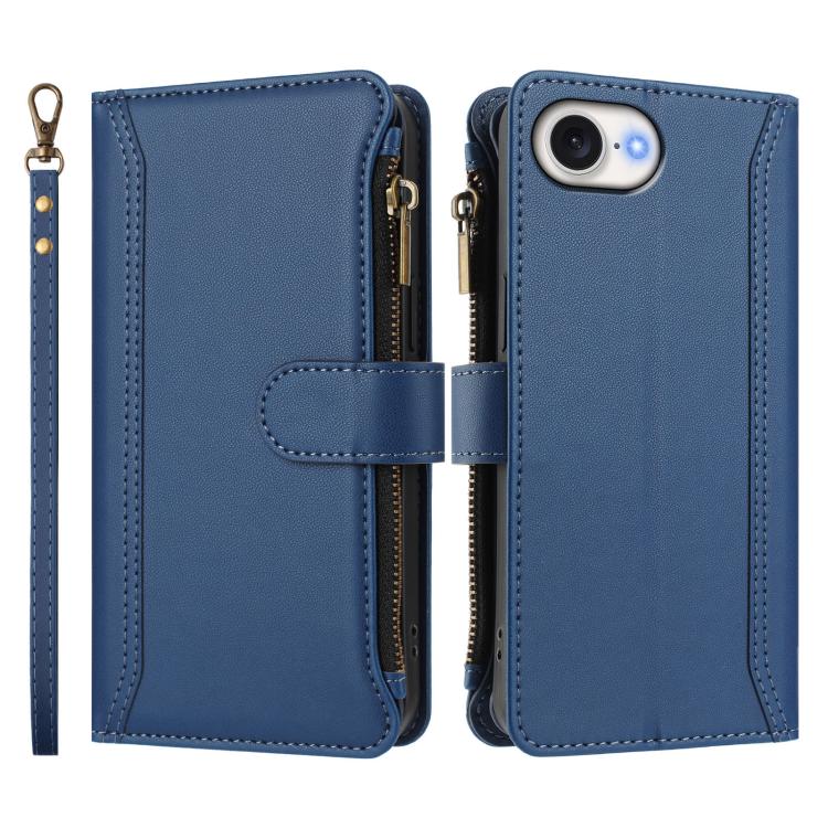 Étui en cuir à fermeture magnétique avec 9 fentes pour cartes et dragonne, pour iPhone 17e / 16e, pour iPhone 17 Pro Max, pour iPhone 17 Pro, pour iPhone 17, pour iPhone Air, pour iPhone 16 Pro Max, pour iPhone 16 Pro, pour iPhone 16 Plus