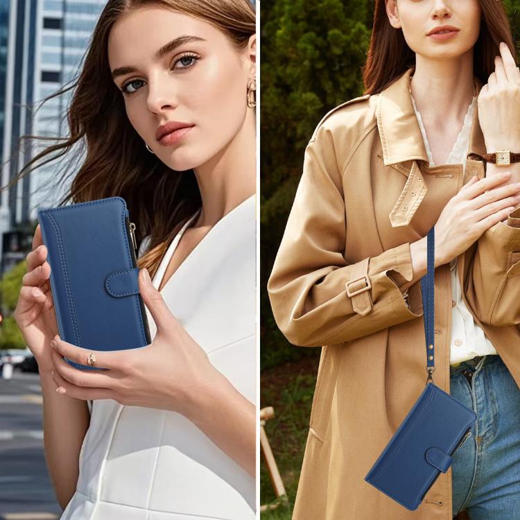 Étui en cuir à fermeture magnétique avec 9 fentes pour cartes et dragonne, pour iPhone 17e / 16e, pour iPhone 17 Pro Max, pour iPhone 17 Pro, pour iPhone 17, pour iPhone Air, pour iPhone 16 Pro Max, pour iPhone 16 Pro, pour iPhone 16 Plus