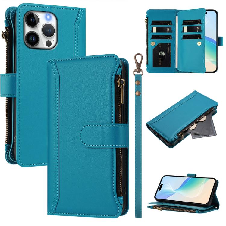 Étui en cuir à fermeture magnétique avec 9 fentes pour cartes et dragonne, pour iPhone 17e / 16e, pour iPhone 17 Pro Max, pour iPhone 17 Pro, pour iPhone 17, pour iPhone Air, pour iPhone 16 Pro Max, pour iPhone 16 Pro, pour iPhone 16 Plus