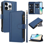 Étui en cuir à fermeture magnétique avec 9 fentes pour cartes et dragonne, pour iPhone 17e / 16e, pour iPhone 17 Pro Max, pour iPhone 17 Pro, pour iPhone 17, pour iPhone Air, pour iPhone 16 Pro Max, pour iPhone 16 Pro, pour iPhone 16 Plus