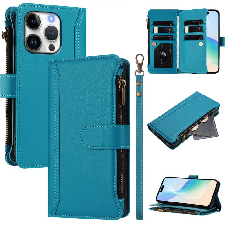 Étui en cuir à fermeture magnétique avec 9 fentes pour cartes et dragonne, pour iPhone 17e / 16e, pour iPhone 17 Pro Max, pour iPhone 17 Pro, pour iPhone 17, pour iPhone Air, pour iPhone 16 Pro Max, pour iPhone 16 Pro, pour iPhone 16 Plus