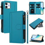 Étui en cuir à fermeture magnétique, avec 9 emplacements pour cartes et dragonne, pour iPhone 14 Pro Max, iPhone SE 2022 / 2020 / 8 / 7, iPhone 13 Pro Max, iPhone 13 Pro, iPhone 13 mini, iPhone 12 / 12 Pro, iPhone 12 Pro Max, iPhone 12 mini