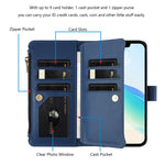 Étui en cuir à fermeture magnétique avec 9 fentes pour cartes et dragonne, pour iPhone 11 Pro Max, pour iPhone 11, pour iPhone 11 Pro, pour iPhone XS / X, pour iPhone XR, pour iPhone XS Max, pour iPhone 8 Plus / 7 Plus