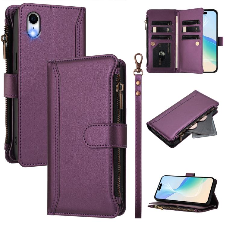 Étui en cuir à fermeture magnétique avec 9 fentes pour cartes et dragonne, pour iPhone 11 Pro Max, pour iPhone 11, pour iPhone 11 Pro, pour iPhone XS / X, pour iPhone XR, pour iPhone XS Max, pour iPhone 8 Plus / 7 Plus