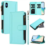 Étui en cuir à fermeture magnétique avec 9 fentes pour cartes et dragonne, pour iPhone 11 Pro Max, pour iPhone 11, pour iPhone 11 Pro, pour iPhone XS / X, pour iPhone XR, pour iPhone XS Max, pour iPhone 8 Plus / 7 Plus