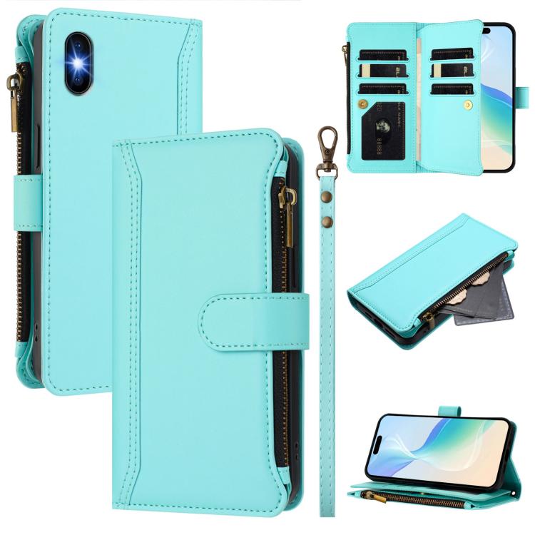 Étui en cuir à fermeture magnétique avec 9 fentes pour cartes et dragonne, pour iPhone 11 Pro Max, pour iPhone 11, pour iPhone 11 Pro, pour iPhone XS / X, pour iPhone XR, pour iPhone XS Max, pour iPhone 8 Plus / 7 Plus