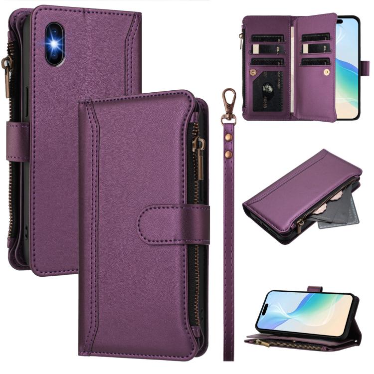 Étui en cuir à fermeture magnétique avec 9 fentes pour cartes et dragonne, pour iPhone 11 Pro Max, pour iPhone 11, pour iPhone 11 Pro, pour iPhone XS / X, pour iPhone XR, pour iPhone XS Max, pour iPhone 8 Plus / 7 Plus