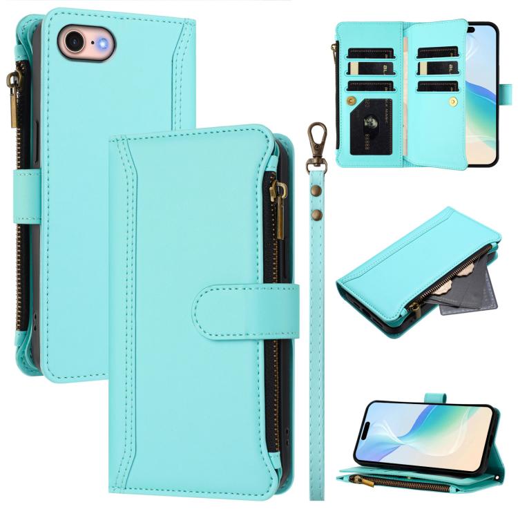 Étui en cuir à fermeture magnétique, avec 9 emplacements pour cartes et dragonne, pour iPhone 14 Pro Max, iPhone SE 2022 / 2020 / 8 / 7, iPhone 13 Pro Max, iPhone 13 Pro, iPhone 13 mini, iPhone 12 / 12 Pro, iPhone 12 Pro Max, iPhone 12 mini