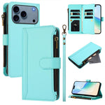 Étui en cuir à fermeture magnétique avec 9 fentes pour cartes et dragonne, pour iPhone 17e / 16e, pour iPhone 17 Pro Max, pour iPhone 17 Pro, pour iPhone 17, pour iPhone Air, pour iPhone 16 Pro Max, pour iPhone 16 Pro, pour iPhone 16 Plus