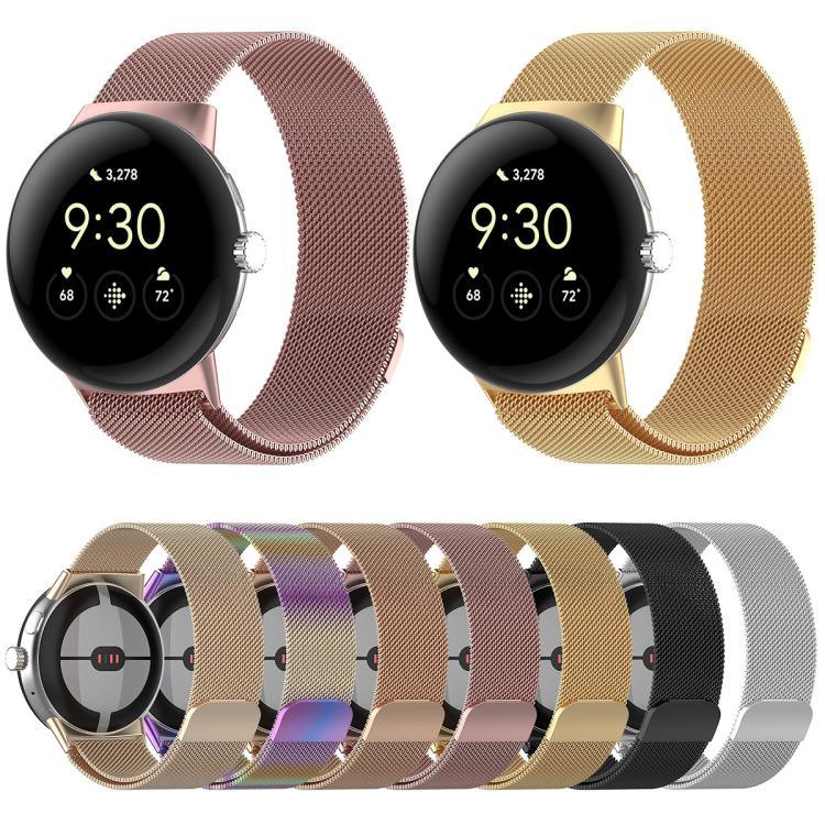 Bracelet de montre magnétique milanais xDfind en métal, compatible avec Google Pixel Watch 4 / Watch 3 (45 mm) et Google Pixel Watch 4 / 3 / 2 / 1 (41 mm).