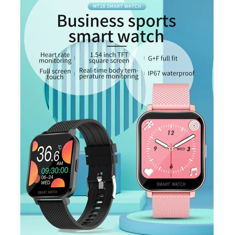 Montre Intelligente Sportive d'Affaires avec Écran TFT 1,54 Pouces et Étanchéité IP67, Prise en Charge du Moniteur de Sommeil / Moniteur de Fréquence Cardiaque / Surveillance de la Pression Artérielle, Bracelet en Silicone