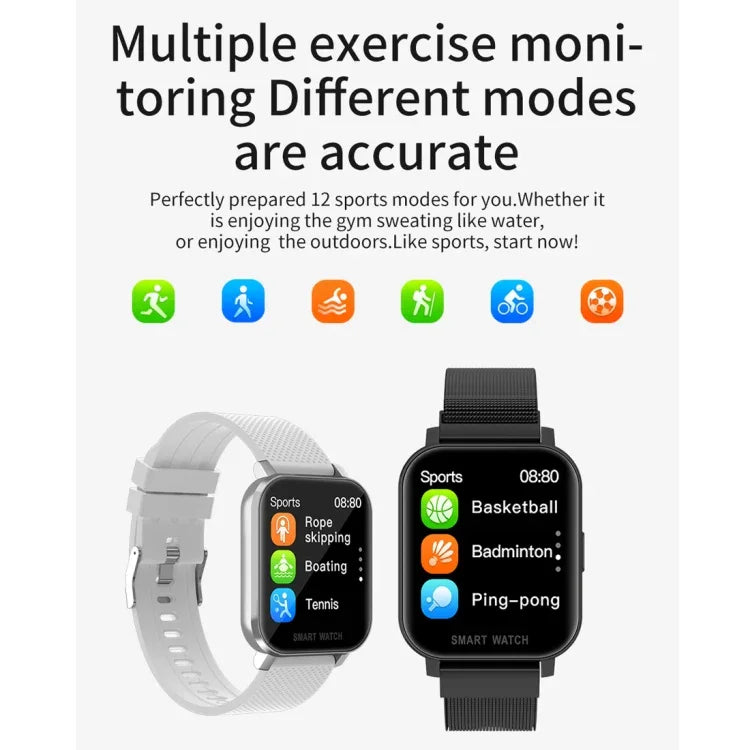 Montre Intelligente Sportive d'Affaires avec Écran TFT 1,54 Pouces et Étanchéité IP67, Prise en Charge du Moniteur de Sommeil / Moniteur de Fréquence Cardiaque / Surveillance de la Pression Artérielle, Bracelet en Silicone