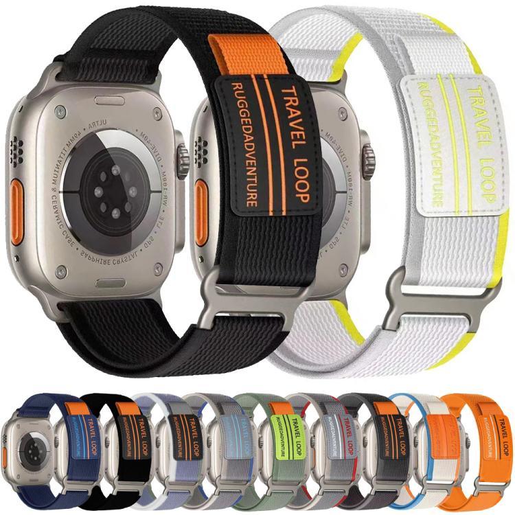 Bracelet de montre xDfind à double boucle métallique en nylon tressé, compatible avec Apple Watch 46 mm / 49 mm / 45 mm / 44 mm et Apple Watch 42 mm / 41 mm / 40 mm / 38 mm.