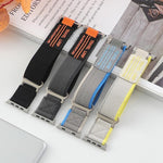 Bracelet de montre xDfind à double boucle métallique en nylon tressé, compatible avec Apple Watch 46 mm / 49 mm / 45 mm / 44 mm et Apple Watch 42 mm / 41 mm / 40 mm / 38 mm.