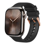 Bracelet de montre en silicone uni couleur or rose avec boucle, compatible avec Apple Watch 42 mm / 41 mm / 40 mm / 38 mm