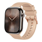 Bracelet de montre en silicone uni couleur or rose avec boucle, compatible avec Apple Watch 42 mm / 41 mm / 40 mm / 38 mm
