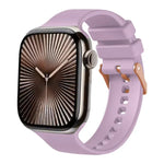 Bracelet de montre en silicone uni couleur or rose avec boucle, compatible avec Apple Watch 42 mm / 41 mm / 40 mm / 38 mm