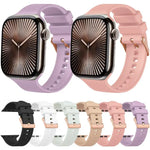 Bracelet de montre en silicone uni couleur or rose avec boucle, compatible avec Apple Watch 42 mm / 41 mm / 40 mm / 38 mm