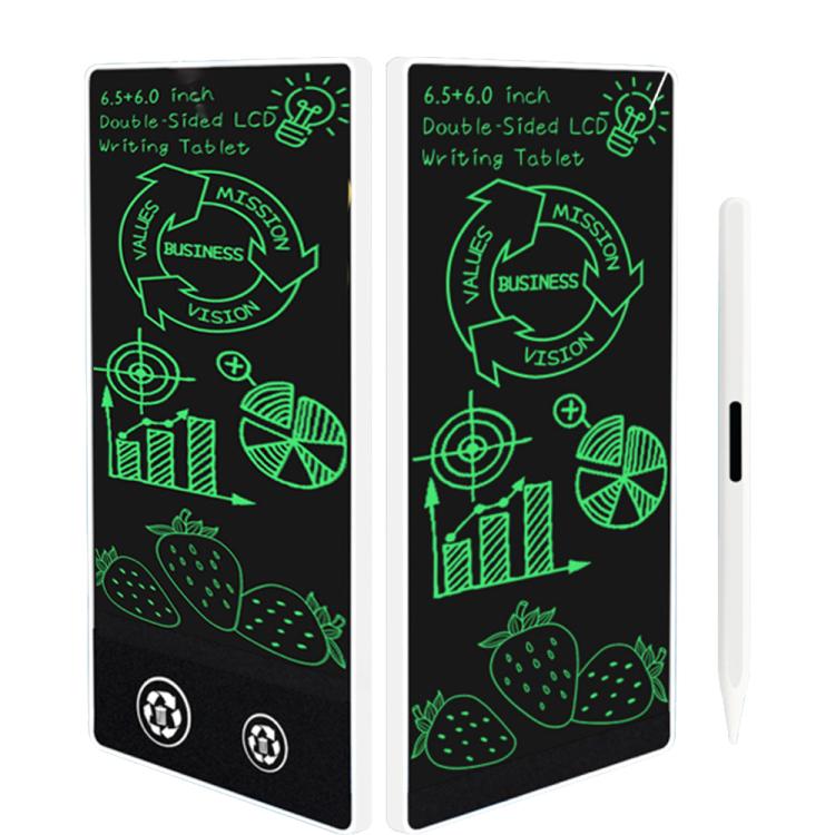 Tablette d'écriture LCD simple plein écran, 6,5+6,0 pouces Écriture blanche/verte, 6,5+6,0 pouces Écriture blanche/couleur, 6,5 pouces Écriture fine noire/verte, 6,5 pouces Écriture noire/verte, 6,5+6,0 pouces Écriture fine noire/verte