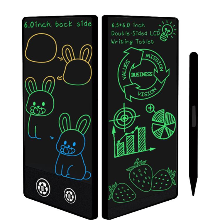 Tablette d'écriture LCD simple plein écran, 6,5+6,0 pouces Écriture blanche/verte, 6,5+6,0 pouces Écriture blanche/couleur, 6,5 pouces Écriture fine noire/verte, 6,5 pouces Écriture noire/verte, 6,5+6,0 pouces Écriture fine noire/verte