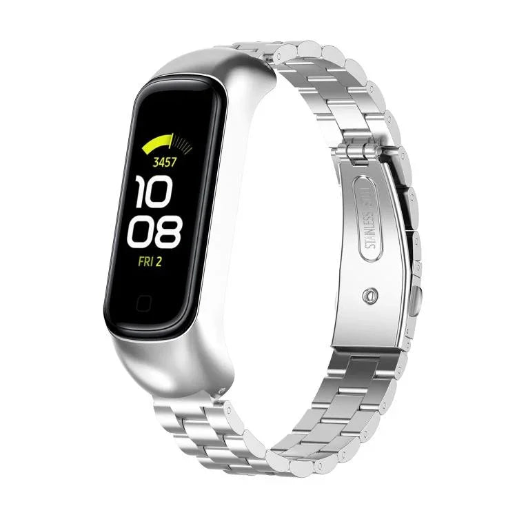 Bracelet de montre en acier à trois billes intégré avec cadre métallique xDfind, pour Samsung Galaxy Fit 2