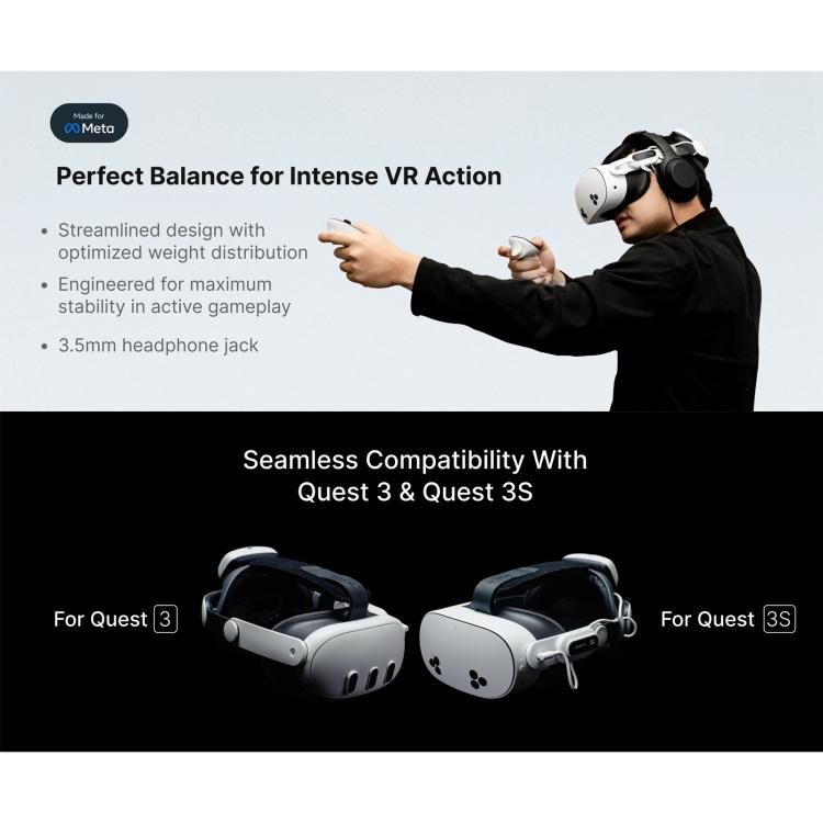 BOBOVR E3 Pro pour Meta Quest 3S / 3 Sangle de tête VR avec cellule de batterie B100, E3 Pro