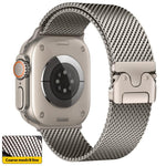 Bracelet de montre xDfind en acier inoxydable Think Mesh à boucle parapluie, compatible avec Apple Watch 46 mm / 49 mm / 45 mm / 44 mm.
