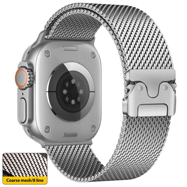 Bracelet de montre xDfind en acier inoxydable Think Mesh à boucle parapluie, compatible avec Apple Watch 46 mm / 49 mm / 45 mm / 44 mm.