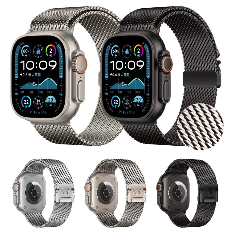 Bracelet de montre xDfind en acier inoxydable Think Mesh à boucle parapluie, compatible avec Apple Watch 46 mm / 49 mm / 45 mm / 44 mm.