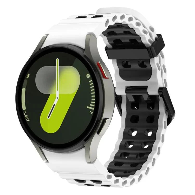 Bracelet de montre en silicone bicolore à double rangée de trous Ocean, pour Samsung Galaxy Watch 7 40 / 44mm