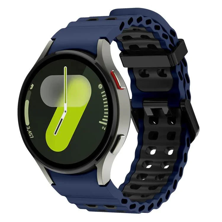 Ocean Dual-Row Hole Two Color Silicone Watch Band, For Samsung Galaxy Watch 7 40 / 44mm