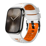 Bracelet de montre trapézoïdal bicolore en silicone, pour Apple Watch 46 mm / 49 mm / 45 mm / 44 mm