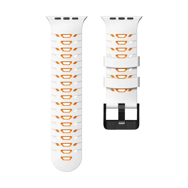 Bracelet de montre trapézoïdal bicolore en silicone, pour Apple Watch 46 mm / 49 mm / 45 mm / 44 mm