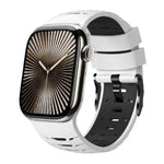 Bracelet de montre trapézoïdal bicolore en silicone, pour Apple Watch 46 mm / 49 mm / 45 mm / 44 mm
