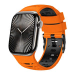 Bracelet de montre trapézoïdal bicolore en silicone, pour Apple Watch 46 mm / 49 mm / 45 mm / 44 mm