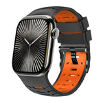 Bracelet de montre trapézoïdal bicolore en silicone, pour Apple Watch 46 mm / 49 mm / 45 mm / 44 mm