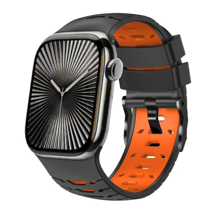 Bracelet de montre trapézoïdal bicolore en silicone, pour Apple Watch 46 mm / 49 mm / 45 mm / 44 mm
