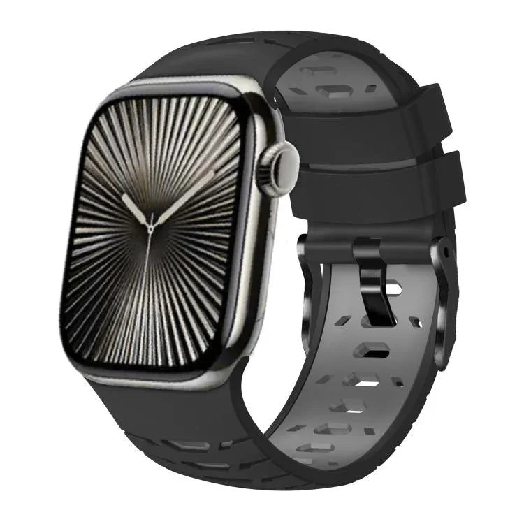 Bracelet de montre trapézoïdal bicolore en silicone, pour Apple Watch 46 mm / 49 mm / 45 mm / 44 mm