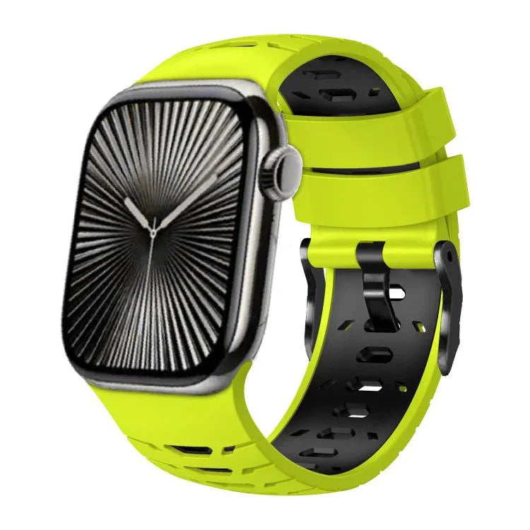 Bracelet de montre trapézoïdal bicolore en silicone, pour Apple Watch 46 mm / 49 mm / 45 mm / 44 mm