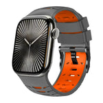 Bracelet de montre trapézoïdal bicolore en silicone, pour Apple Watch 46 mm / 49 mm / 45 mm / 44 mm