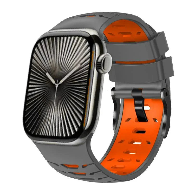 Bracelet de montre trapézoïdal bicolore en silicone, pour Apple Watch 46 mm / 49 mm / 45 mm / 44 mm
