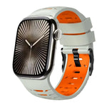 Bracelet de montre trapézoïdal bicolore en silicone, pour Apple Watch 46 mm / 49 mm / 45 mm / 44 mm