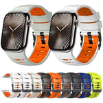 Bracelet de montre trapézoïdal bicolore en silicone, pour Apple Watch 46 mm / 49 mm / 45 mm / 44 mm
