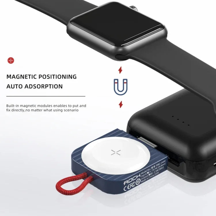Chargeur magnétique sans fil portable ROCK W26 pour Apple Watch interface Type-C, interface W26 Type-C