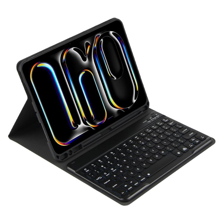 Étui en Cuir avec Clavier Bluetooth Rétroéclairé Coloré pour Tablette, pour iPad Air 11 2024 / Air 11 2025, pour iPad Air 5 / Air 4 10.9
