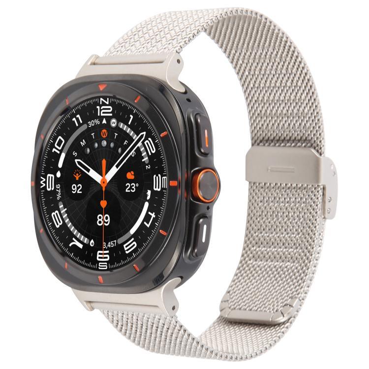 Bracelet de montre en métal milanais gaufré à boucle intégrée, pour Samsung Galaxy Watch Ultra 47mm / Ultra 2025