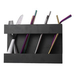 Range de couverts en paille à quatre compartiments, support de rangement en métal, organisateur de cuisine sans feuille magnétique souple, sans feuille magnétique souple