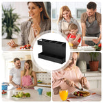 Range de couverts en paille à quatre compartiments, support de rangement en métal, organisateur de cuisine sans feuille magnétique souple, sans feuille magnétique souple
